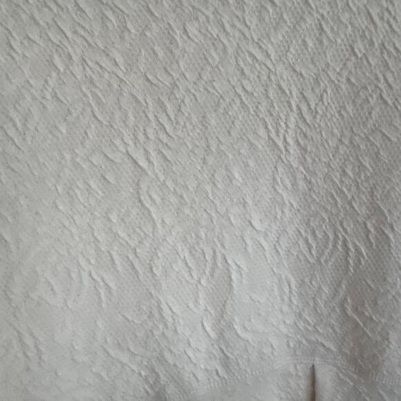 Peruvian Connection Textured Brocade Dress White Floral Pleated Half Sleeve Sz S - Picture 2 of 6